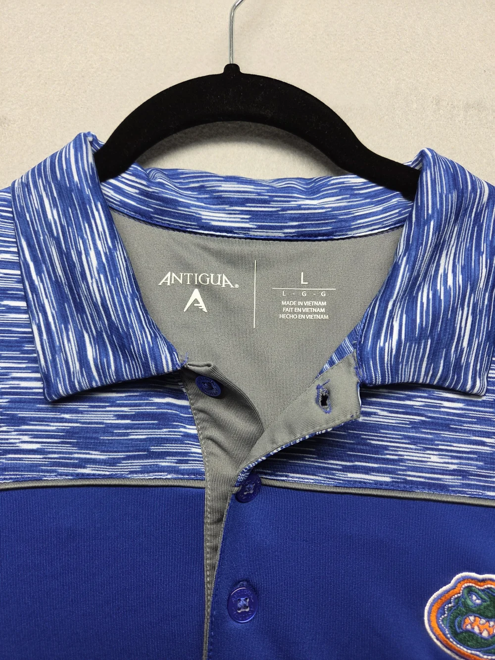 Antigua Florida Gators Blue/White Performance Polo Shirt Sz LG